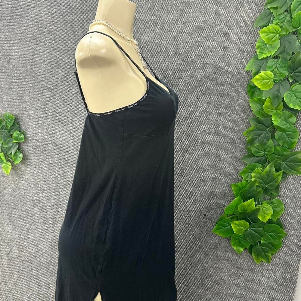 Calvin Klein Black Cotton Logo Strap Sleep Dress - Picture 2 of 8